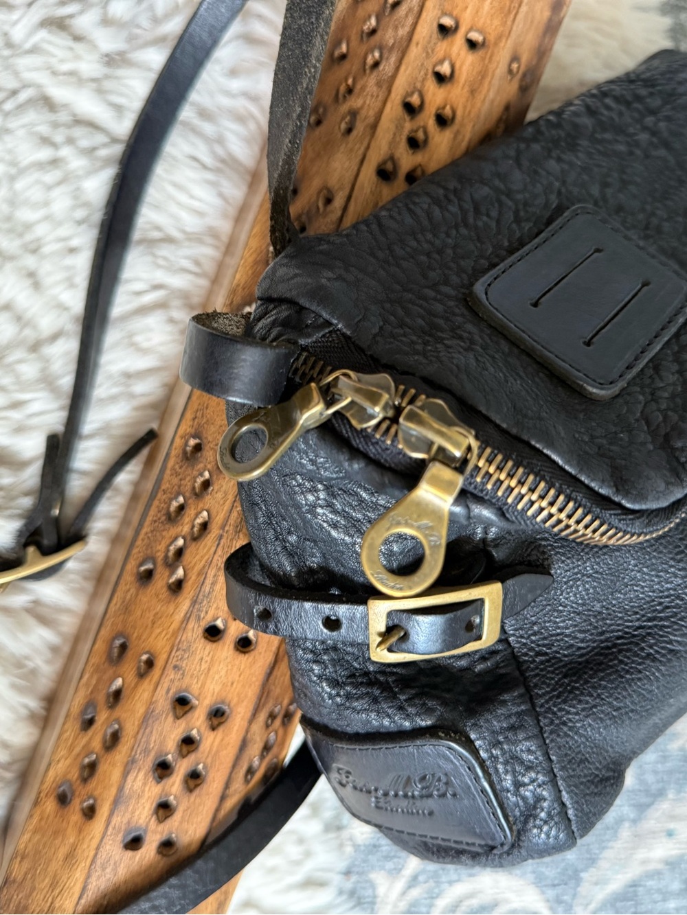 Jas MB Black Leather Cross Body Bag - Picture 8 of 15